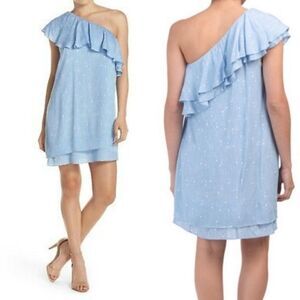 CHARLES HENRY Blue Ruffle One Shoulder Dress M